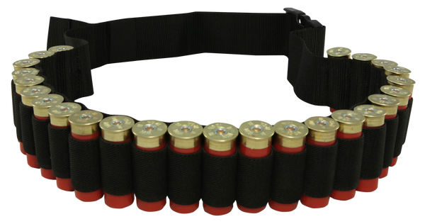 Shotgun Shell Belt - Black Nylon, Holds 25 Shells, Waist Mount