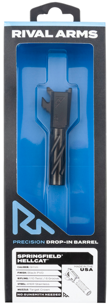 Precision V1 Black PVD Spiral Fluted Barrel for Springfield Hellcat by Rival Arms