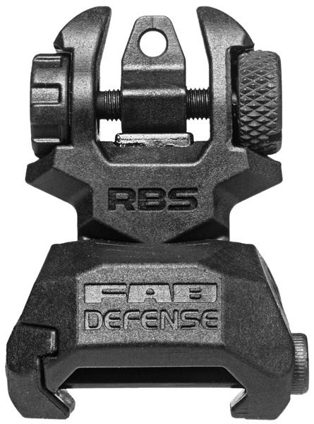FAB Defense FXRBS Rear Back-Up Sight for AR-15/M16/M4 - Dual Aperture, Low Profile, Spring-Locked, Black