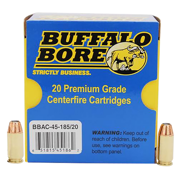 Buffalo Bore 45ACP +P 185gr JHP Personal Defense Ammo - 20/Box