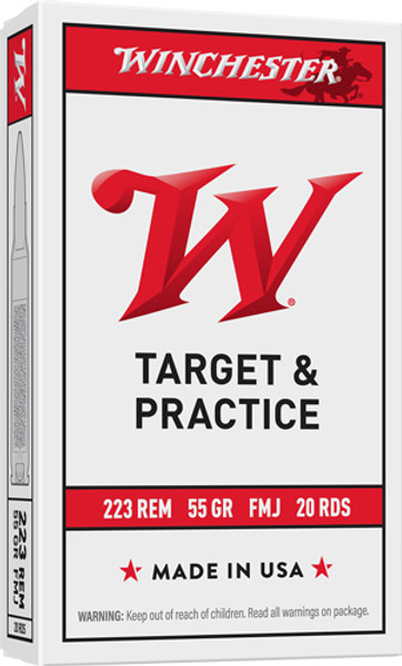 Winchester USA 223 Rem 55GR FMJ Ammo - 20 Rounds per Box, 50 Boxes per Case