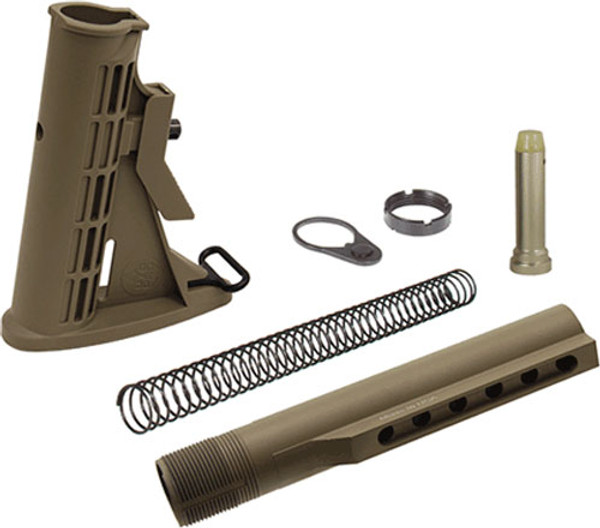 Mil-Spec AR-15 FDE Stock Assembly - 6 Position