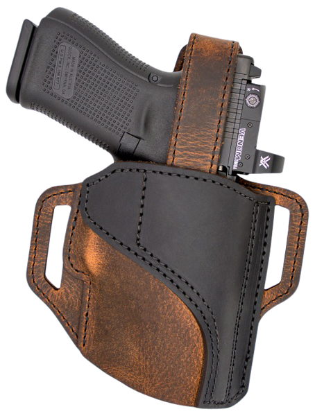 Versacarry TR32131 Trooper OWB Leather Belt Slide Holster, Size 03, Black/Gray, Right Handed