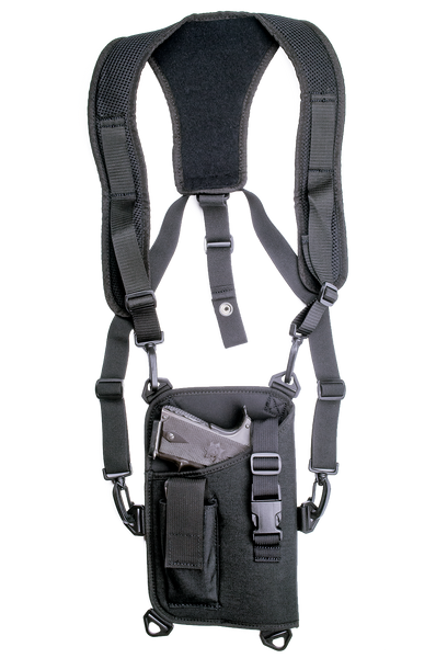 GrovTec US Inc GTHL14905R Trail Pack Shoulder Harness for Large Semi-Auto, 4.50-5" Barrel, Right Hand, Black 1000D Nylon