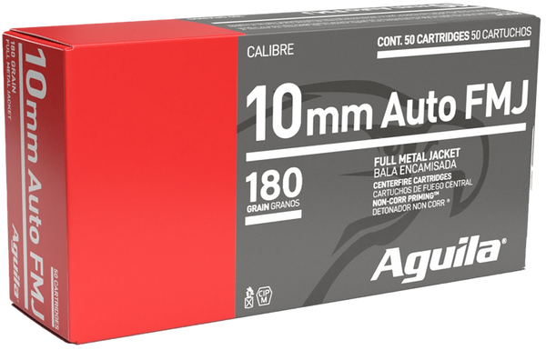 Aguila 10mm Auto 180gr FMJ Handgun Ammo - 50 Rounds per Box