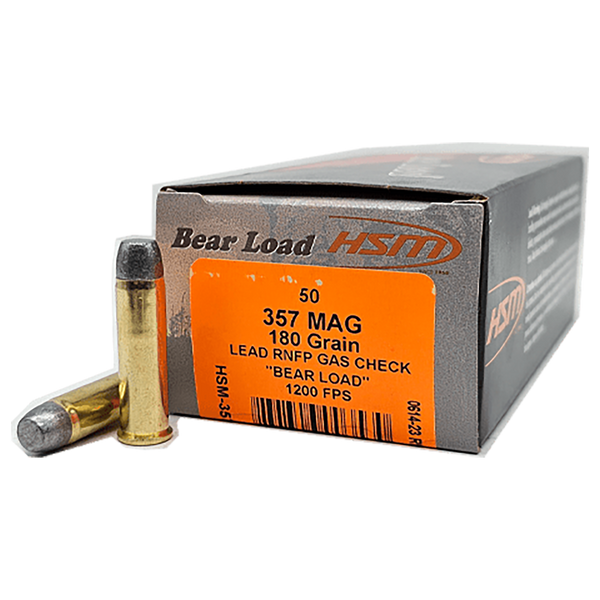 HSM 357 Mag 180 gr Bear Load LRNFP Ammo - 50 Rounds/Box