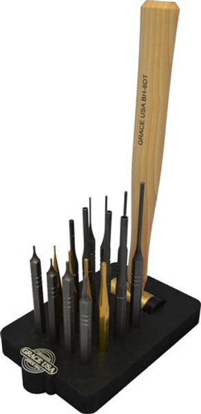 Grace USA 17-Piece AR15 Punch & Hammer Set with Bench Block