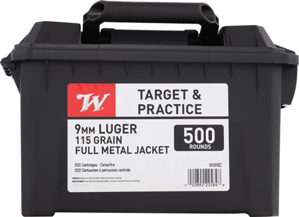 Winchester 9mm Luger 115gr FMJ Ammo - 2x 500rd Cans