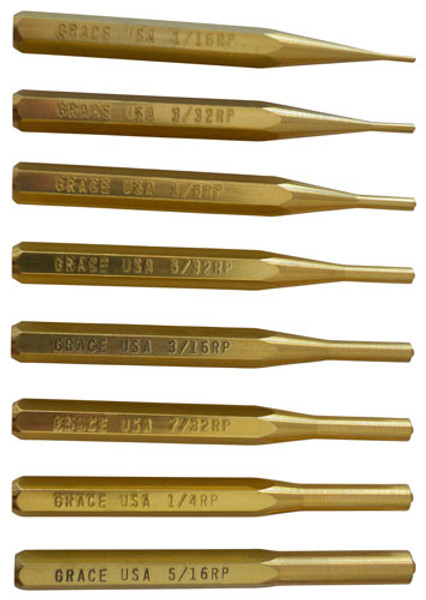 8-Piece Brass Roll Pin Punch Set by Grace USA