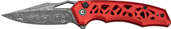 Skeletonized Red Damascus CIVIVI Anaaki Knife 2.98"