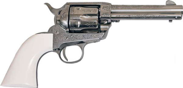 Engraved Nickel/Ivory Cimarron Frontier .357 Magnum Revolver 4.75"