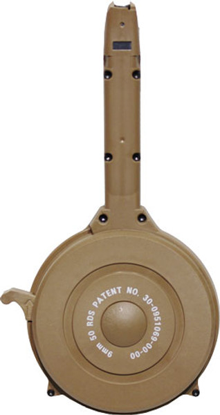 9mm 50-Round Drum Magazine for Taniver Johnson Glock - Polymer Construction