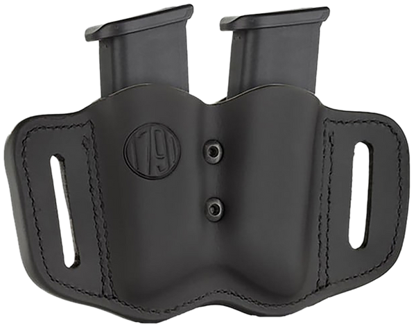 Stealth Black Leather Double Mag Holster for Double Stack - Ambidextrous Belt Slide by 1791 Gunleather