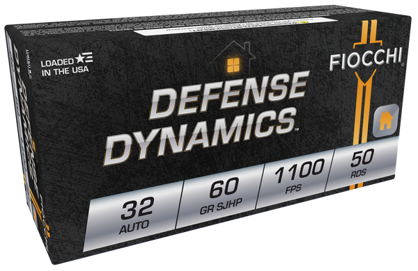 Fiocchi Defense Dynamics 32ACP 60gr JHP Ammo - 50 Rounds per Box