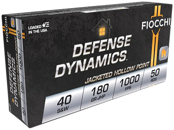 Fiocchi Defense Dynamics 40S&W 180gr JHP Ammo - 50 Rounds/Box, 20 Boxes/Case