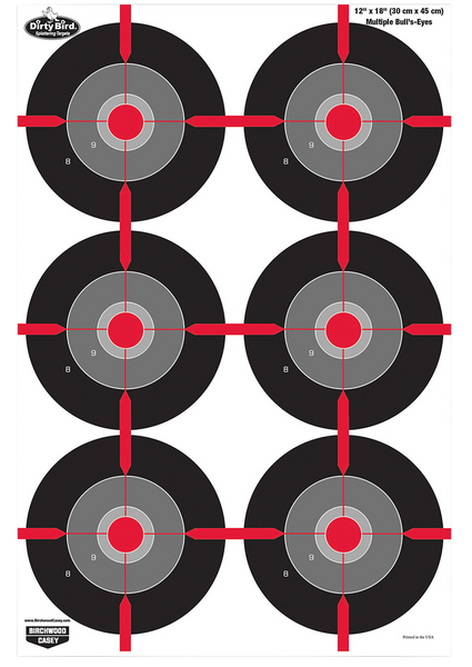 Birchwood Casey Dirty Bird 12"x18" Multiple Bullseye Tagboard Targets - 8 Pack