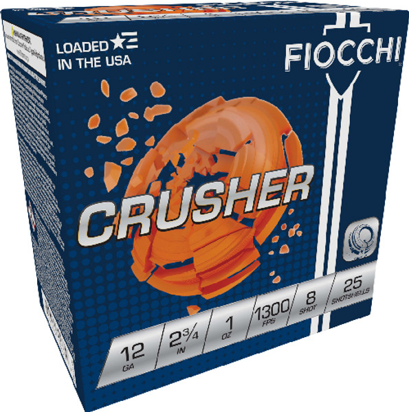 Fiocchi Crusher 12GA 2.75" 1oz #8 1300FPS 250rd Case Lot