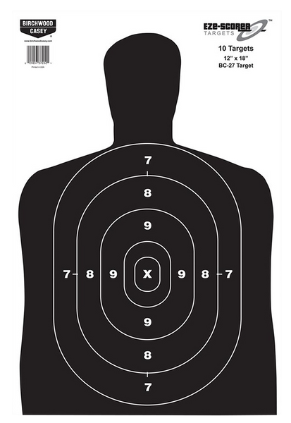 Birchwood Casey EZE-Scorer BC-27 Silhouette Targets, 12"x18", 10 Pack