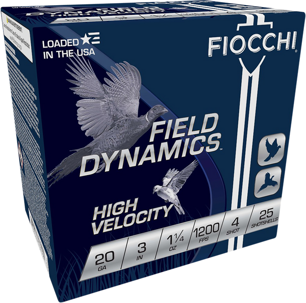 Fiocchi 20 Gauge High Velocity Field Dynamics Shotgun Shells - 25 Box/10 Case