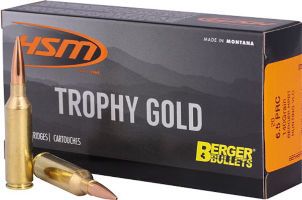 Berger 140GR VLD Trophy Gold 6.5 PRC Ammo - 20 Rounds per Box, 25 Boxes per Case