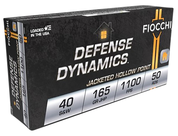 Fiocchi Defense Dynamics 40S&W 165gr JHP Ammo - 50 Rounds/Box, 20 Boxes/Case