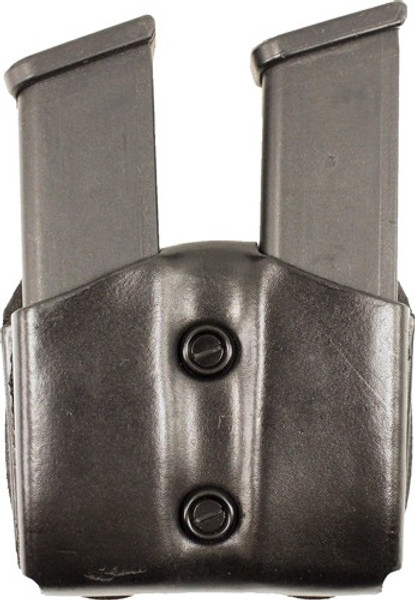 DeSantis Black Leather Double Mag Pouch for Single Stack 9mm/.40 OWB