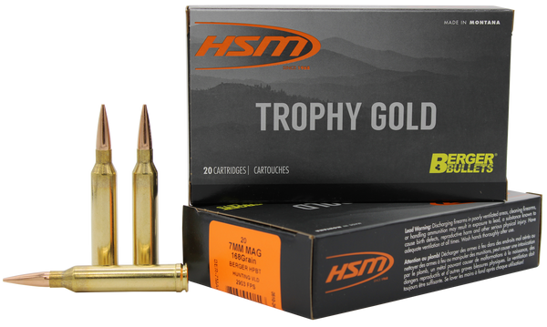 HSM Trophy Gold 7mm Rem Mag 168gr Berger VLD Match - 20 Rounds