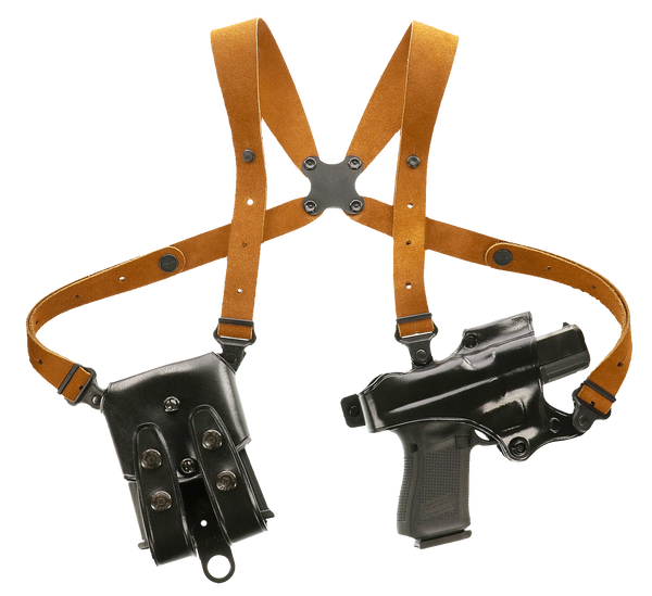Galco JR212B Jackass Rig Shoulder Holster for 1911, Right Hand, Black Leather, Fits Up to 56" Chest