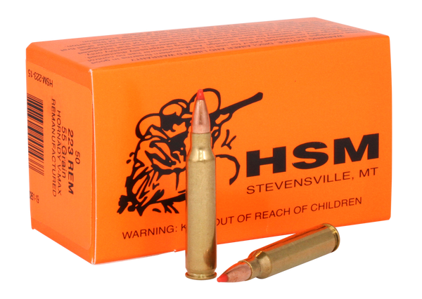 HSM 22315 Varmint Remanufactured 223Rem 55gr Hornady V-Max - 50 Rounds Per Box, 10 Boxes Per Case