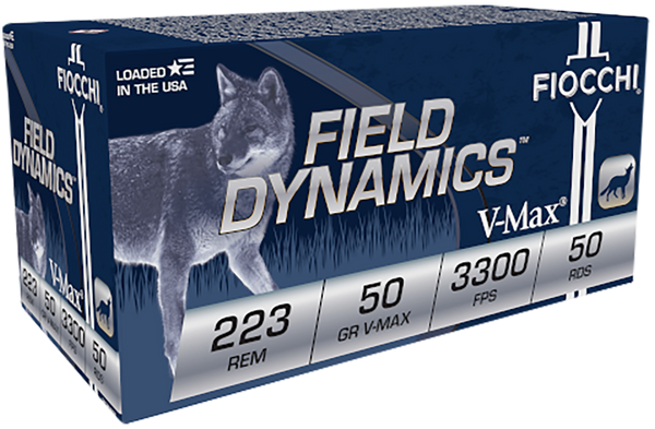 Fiocchi Field Dynamics .223 Rem 50gr V-Max Ammunition - 20 Rounds per Box, 10 Boxes per Case