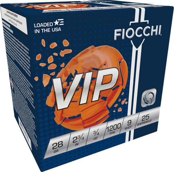 Fiocchi Exacta Target VIP 28 Gauge 2.75" 3/4oz 9 Shot - 25 Rounds Per Box, 10 Boxes Per Case