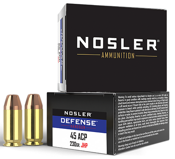 Nosler 45ACP 230gr Bonded JHP Defense Ammo - 20/Box