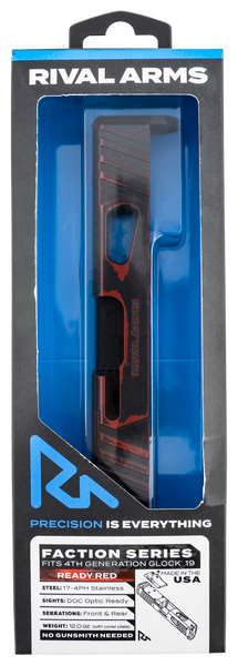 Rival Arms Faction Series Slide A1 for Glock 19 Gen4 - Red Cerakote 17-4 Stainless Steel with Docter Cut