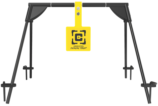 Caldwell 1187590 Swinging Rifle Target with Ground Stakes - Black/Yellow AR500 Steel