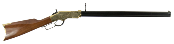 1860 Brass Engraved 44-40 Win Rifle with Blued Octagon Barrel and Walnut Stock