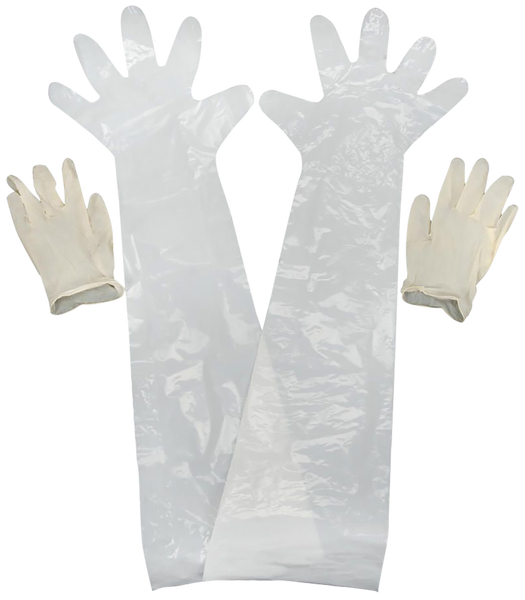 Allen 51 Field Dressing Latex Gloves 2 Pack - Clear Shoulder/Wrist