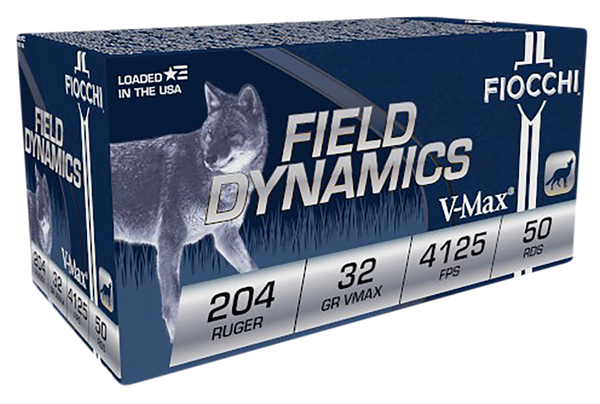 Fiocchi Field Dynamics .204 Ruger 32gr V-Max Ammo - 50/Box, 20/Case