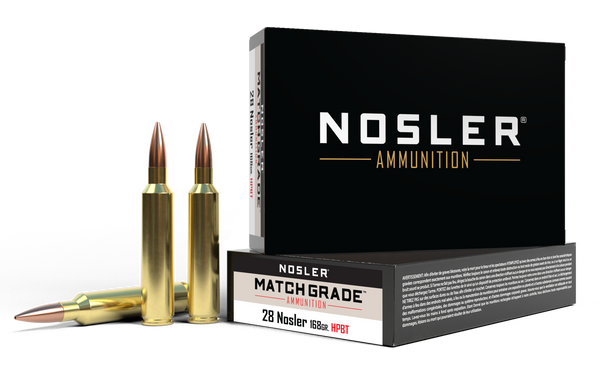 Nosler 51287 Match Grade 28 Nosler 168gr HPBT Ammo 20/Box