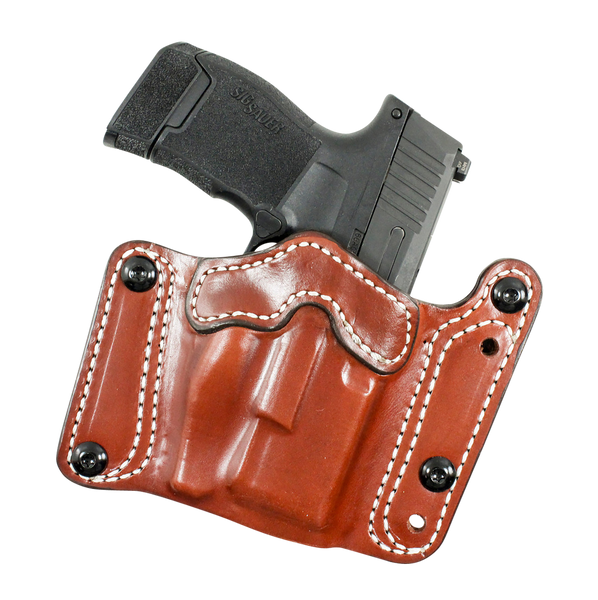 DeSantis Gunhide 194TJ8HZ0 Tan Leather OWB Holster for Sig P320C/P250C with Belt Clip, Ambidextrous