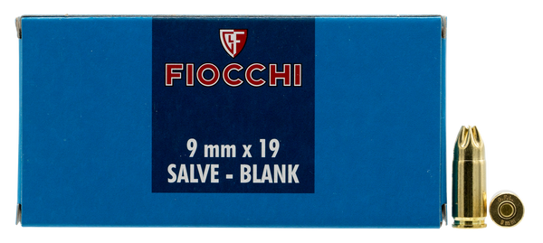 Fiocchi 9mm Luger Pistol Blanks - 50 Rounds per Box, 20 Boxes per Case