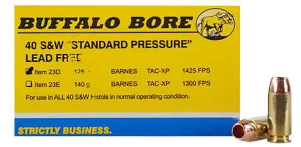 Buffalo Bore 40S&W 125gr Barnes TAC-XP Lead-Free Ammo - 20/Box