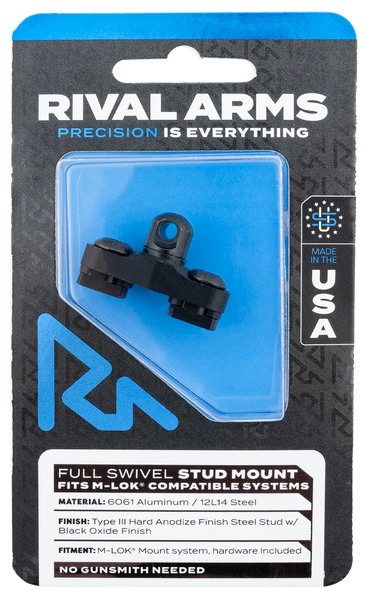 Rival Arms Full Swivel Stud Mount for M-LOK System - Black Aluminum & Steel