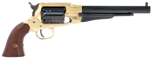 Pietta 1858 .44 Cal Revolver, 8" Blued Barrel, Engraved Brass Frame, Walnut Grip