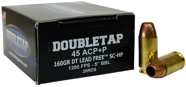 DoubleTap 45ACP 160gr Lead-Free HP Ammo - 20/Box, 50/Case