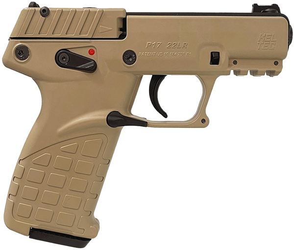 Kel-Tec P17DS P17 Compact 22 LR Pistol with Desert Tan Finish and Threaded Barrel