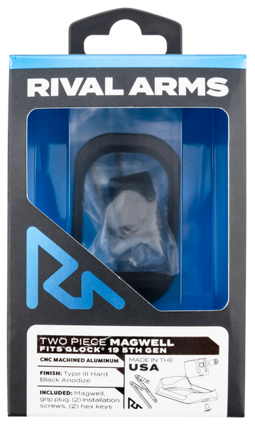 Rival Arms Two Piece Magwell for Glock 19 Gen5 - Black Anodized Aluminum