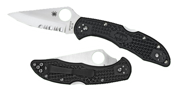 Spyderco Delica 4 Folding Knife with Serrated VG-10 Blade and Black FRN Handle