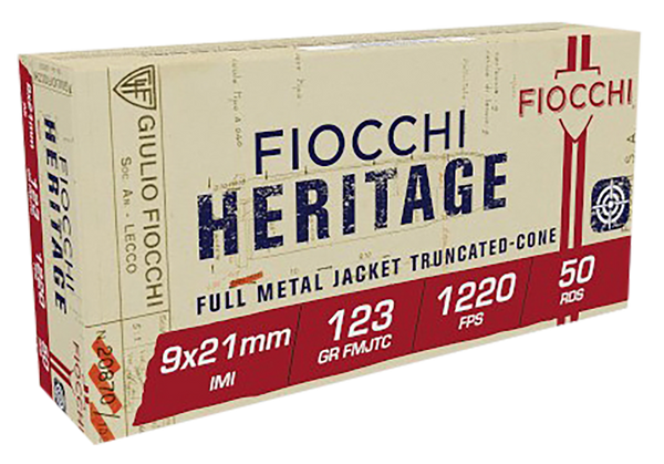 Fiocchi 9x21mm IMI 123gr FMJ Truncated Cone Ammo - 50 Rounds/Box, 20 Boxes/Case