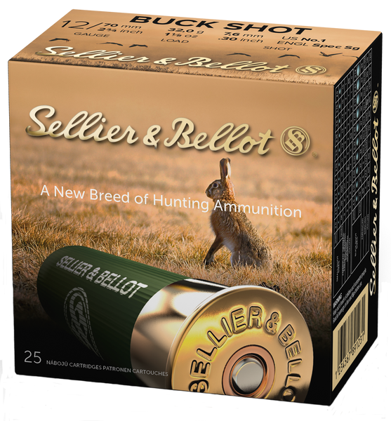 Sellier & Bellot 12 Gauge Buckshot - 25 Rounds per Box