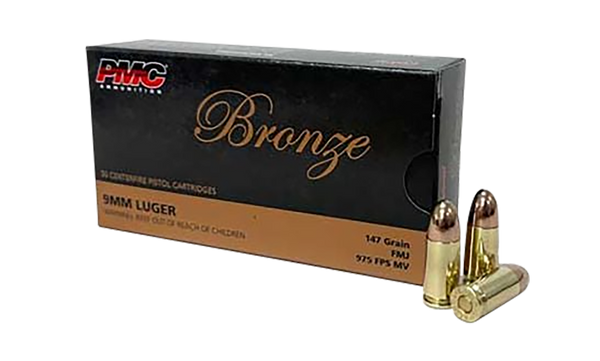 PMC 9mm 147gr FMJ Ammo - 50 Rounds per Box, 20 Boxes per Case